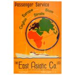 Travel Poster East Asiatic Cruise Liner Europe Asia