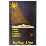 Travel Poster Italian Line Italia America Cruise Travel