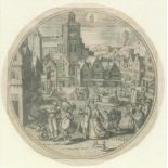 Collaert, Adriaen(um 1560 Antwerpen 1618). Januarius. Der Monat Januar. Kupferstich im Rund auf