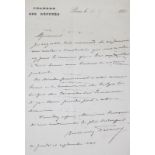 Proust, AntoninFranz. Journalist und Politiker (1832-1905). Eh. Brief mit Unterschr. Paris, 16.