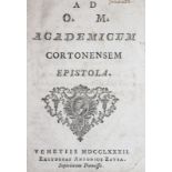 (Grossato,G.A.).Ad O.M. Academicum Cortonensem Epistola. Venedig, Zatta 1782. Mit Holzschn.-Tit
