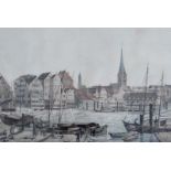 Hamburg.'Die kleine Alster in Hamburg' - 'Die hamburgischen freiwilligen Jäger'. 2 kolor. Litho