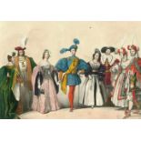 Gonin,F.Souvenirs du bal costume. Turin, Ajello &amp; Doyen 1824. Qu.Fol. Mit 14 (statt 15) kol