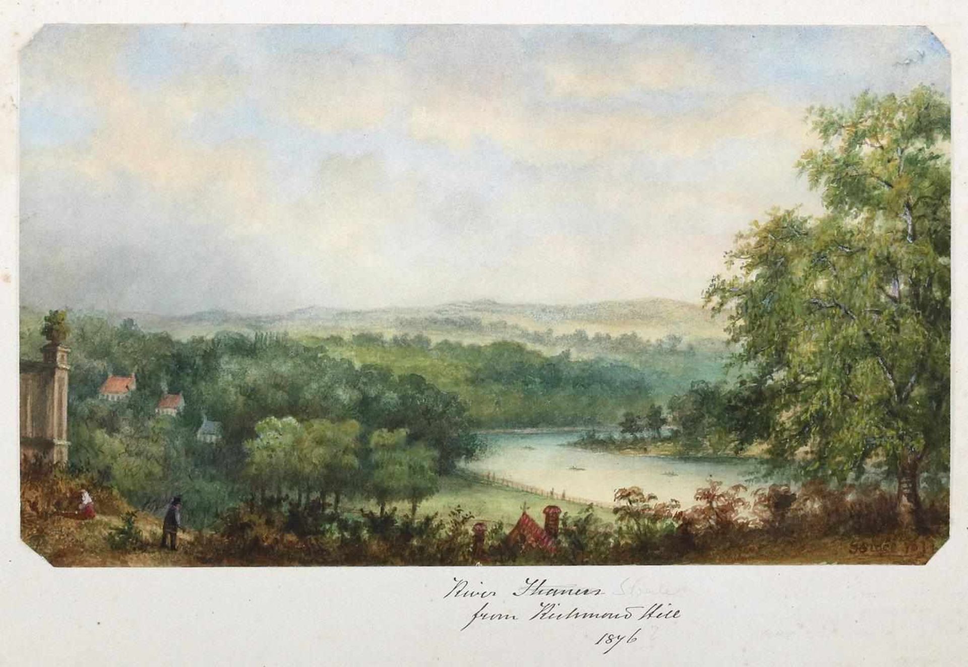 Themse.River Thames from Richmond Hill 1846. Aquarell 1846. 20,5 x 35 cm. Unt. re. undeutlich s