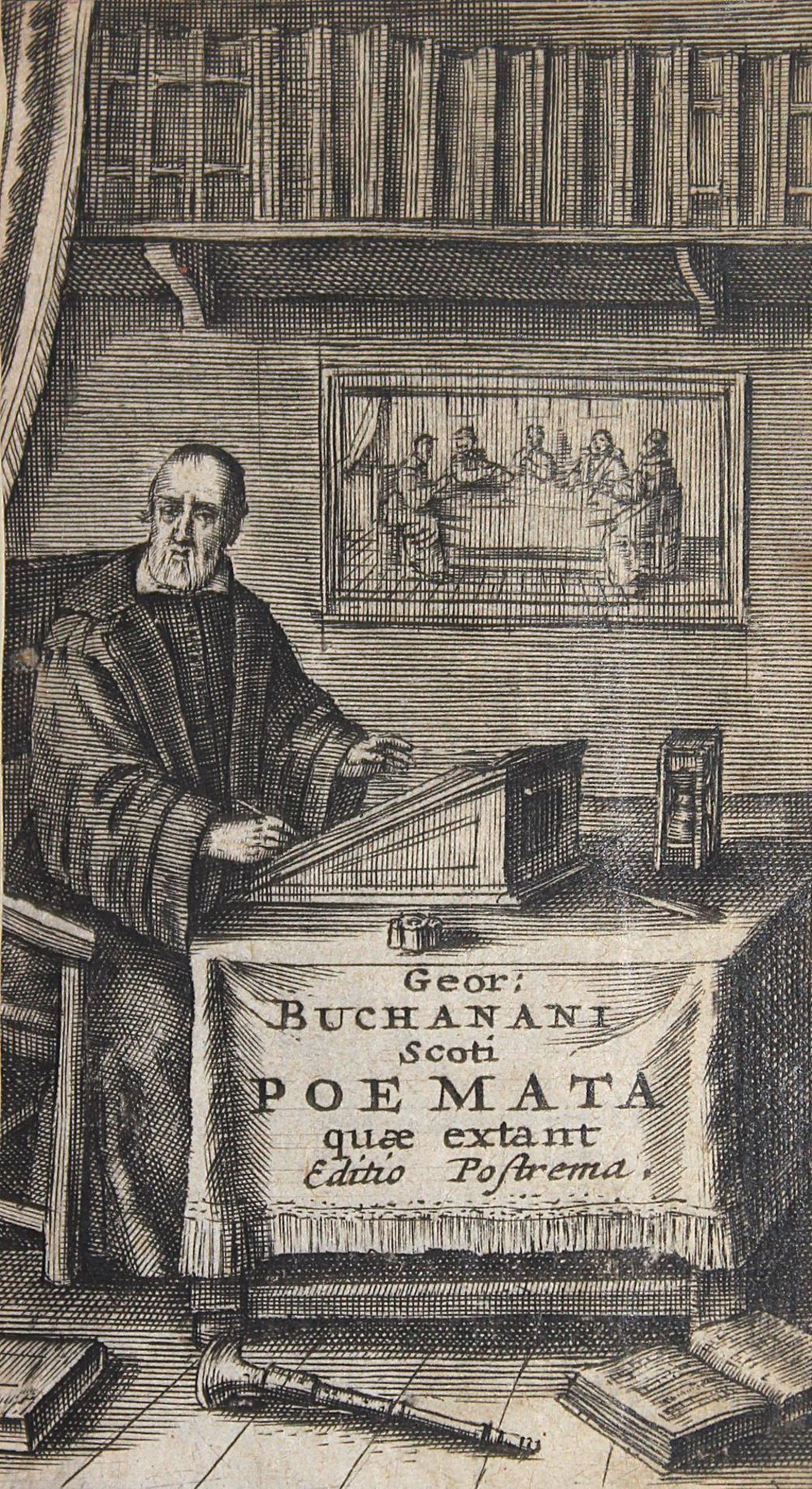 Buchanan,G.Poemata quae extant. Amsterdam, Waesberg 1665. 12°. Mit gest. Titel. 629 (inkl. gest