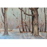 Mednyanszky, Laszlo(1852 Beczko - Wien 1919). Winterwald. Öl auf Karton, 1917. 36 x 50 cm. Re.