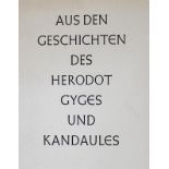 Herodot.Aus den Geschichten des Herodot: Gyges und Kandaules. Hbg. (um 1950). Fol. Mit 4 Orig.-
