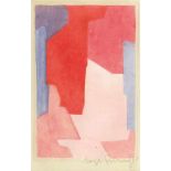 Poliakoff, Serge(1900 Moskau - Paris 1969). Komposition in Blaßlila, Blau und Rot. Farbaquatint