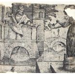 Pencz, Georg(1500 Nürnberg - Leipzig 1550). David überrascht Bathseba im Bade, Fragment. Ca. 4,