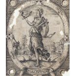 Bang, Hieronymus(1553 Osnabrück - ? 1629-1633). 2 Bl. aus der Folge 'Dej VII Frije Kunste'. Kup