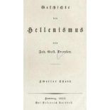 Droysen,J.G.Geschichte des Hellenismus. 2 Bde. Hbg., Perthes 1836-43. XVI, 766 S., 1 Bl.; 4 Bl.