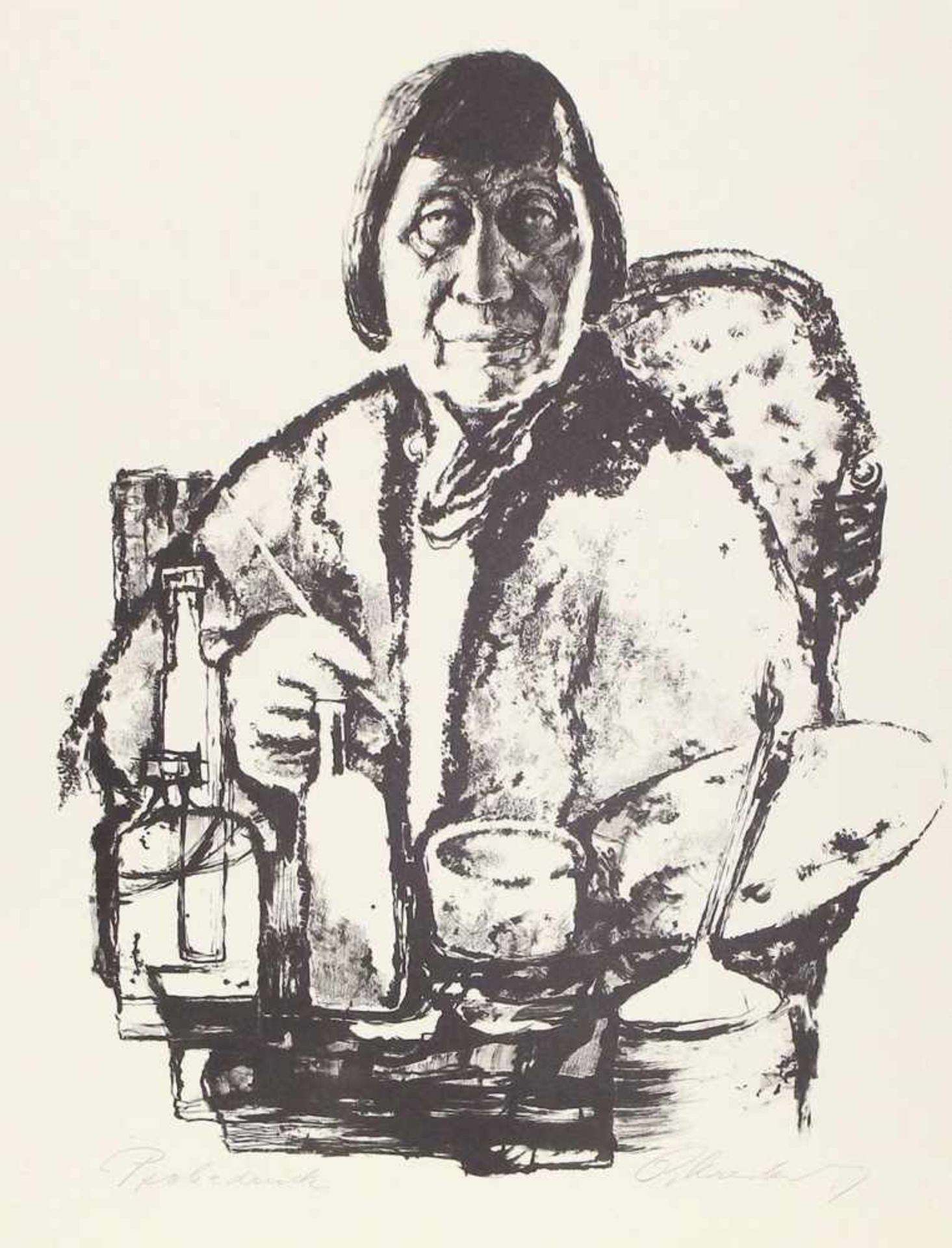 Kreibich, Oskar(1916 Seifersdorf/Nordböhmen - Backnang 1984). Portrait Ida Kerkovius mit Pinsel