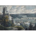 Bad Liebenzell/Schwarzwald.'Liebenzell': Ansicht mit Burg u. Dorf. Kolor. Lithographie v. Carl