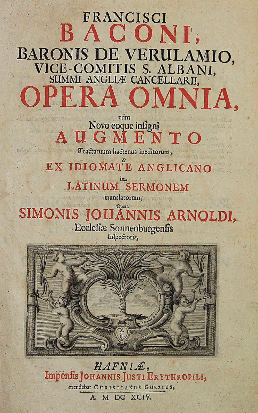 Bacon,F.Opera omnia, cum novo eoque insigni augmento tractatuum hactenus ineditorum,... Lpz., C - Image 2 of 2