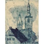 Nolde, Emil(1867 Buhrkall - Seebüll 1956). Petri- und Patrocli-Turm in Soest. Radierung auf fes