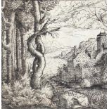 Lautensack, Hanns Sebald(1524 Bamberg - Wien um 1565). Landschaft mit Blick auf einen Fluss und