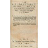 Plutarch.Les vies des hommes illustres Grecs &amp; Romains. Bd. 1 (v.6). Paris, Vascosan 1567.
