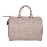 Louis Vuitton Handtasche'Speedy 28'. Epi Leder Serie in Hellgrau, silberfarbene Hardware, Doppe