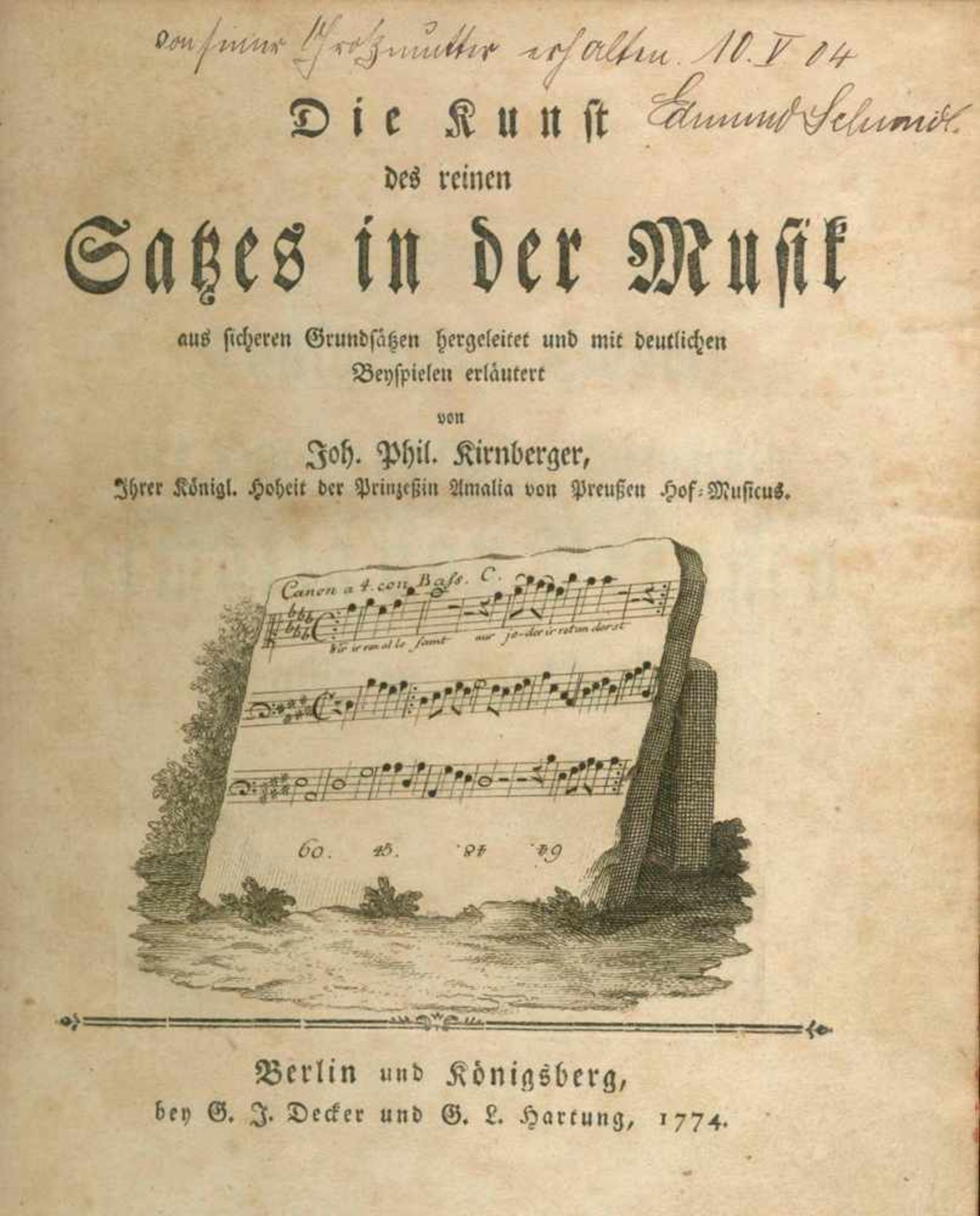 Kirnberger,J.P.Die Kunst des reinen Satzes in der Musik aus sicheren Grundsätzen hergeleitet un