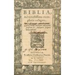 Biblia latina.Biblia, ad vetustissima exemplaria castigata... Antwerpen, Plantin 1567. Mit Holz