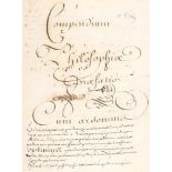 Velly,(P.F.?).Compendium philosophiae. Lateinische Handschrift auf Papier. Vire, wohl Anfang 18