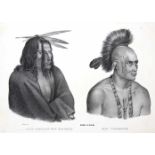 Indianer.Wah Meniti ein Dakota - Ein Muskole. Zwei Indianerdarst. auf 1 Bl. Lithogr. n. Bodmer