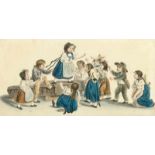 Mind, Gottfried(1768 Bern 1814, gen. 'Katzen-Raphael'). Spielende Kinder. Aquarellierte Orig.-B