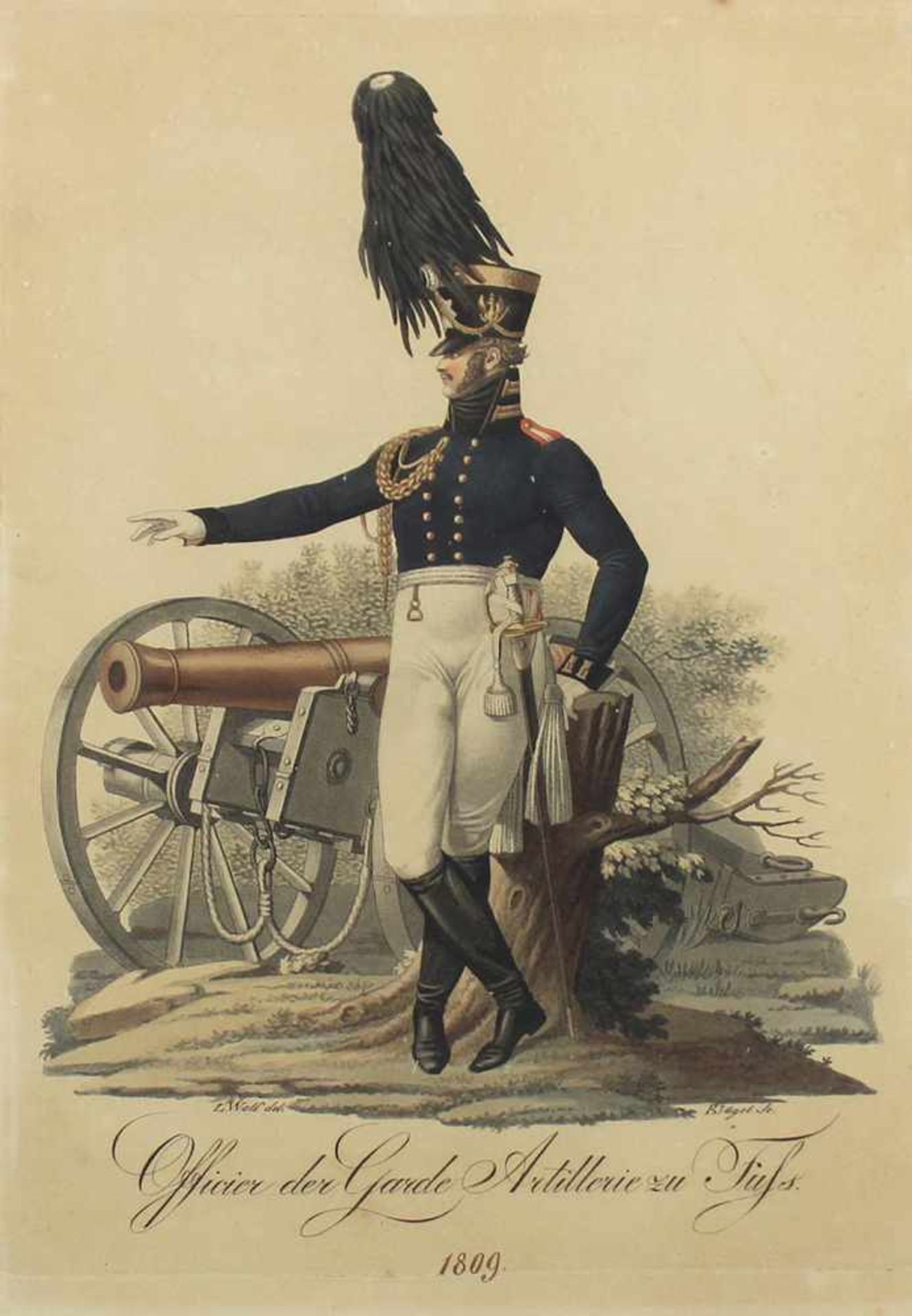 Preussen.3 Bl. Uniformdarstellungen der preußischen Armee. Kol. Aquatintaradierungen v. Friedri - Bild 3 aus 3