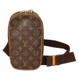 Louis Vuitton Umhängetasche'Pochette Gange Bag'. Monogram Canvas Serie, längenverstellbarer Tex