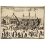 Hamburg.Prospect der Börse zu Hamburg. Kupferstich aus dem Reisenden Chinesier. Um 1730. 13 x 1