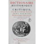 Bayle,P.Dictionaire historique et critique. 3. Aufl. 4 Bde. Rotterdam, Bohm 1720. Fol. Mit 4 wd