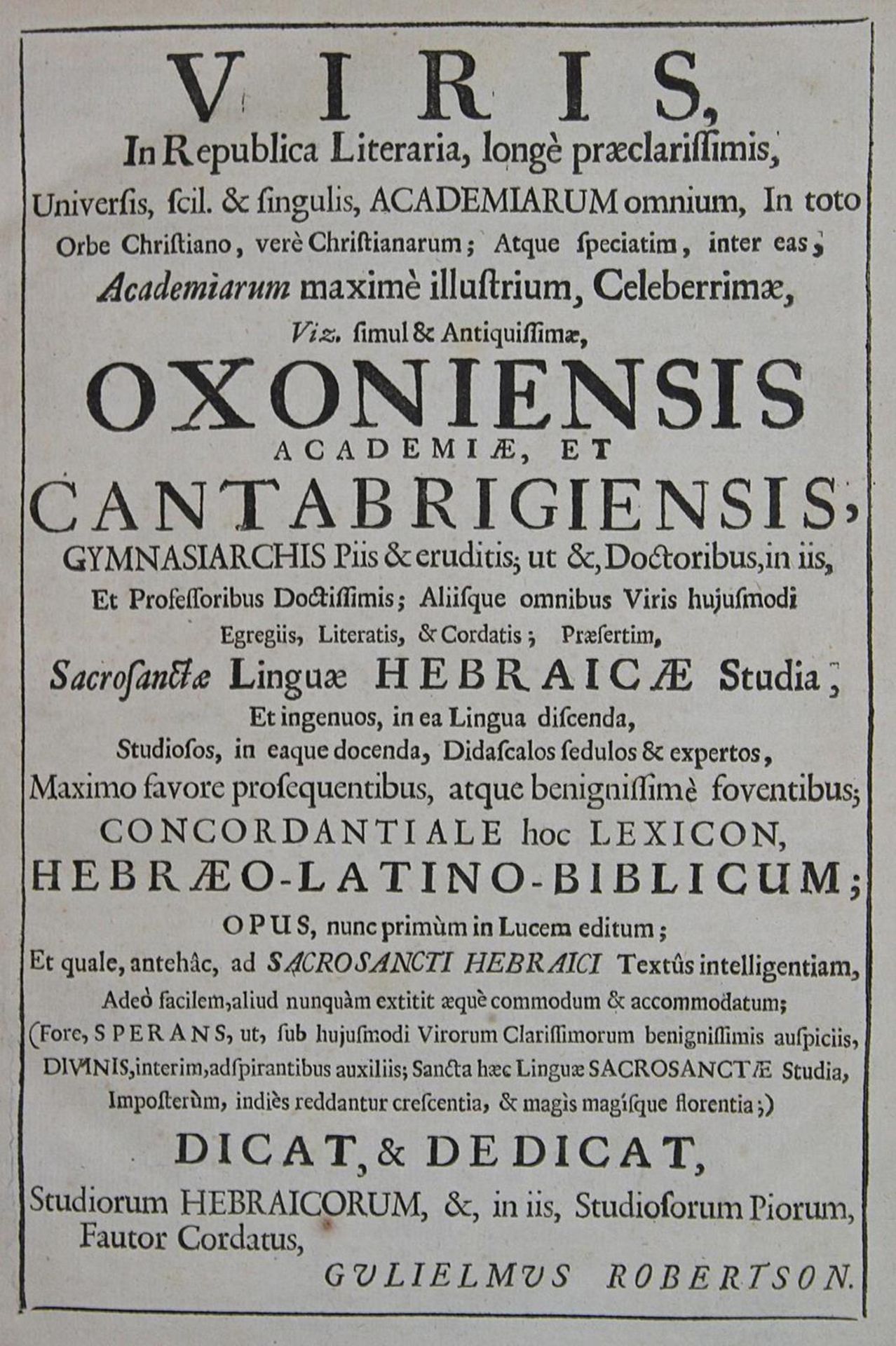 Robertson,W.Thesaurus linguae sanctae... sive, concordantiale lexicon hebraeo-latino-biblicum..