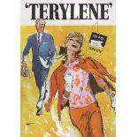 Terylene.tip top Terylene Polyester ICI Fibre. Farb. Plakat in 4 Bl. ca. 1965. Je din A0. Mit d