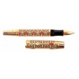 Montblanc.Rollerball. +Semiramis Limited Edition.+ Geflecht aus massivem 750er Gold, roter Emai