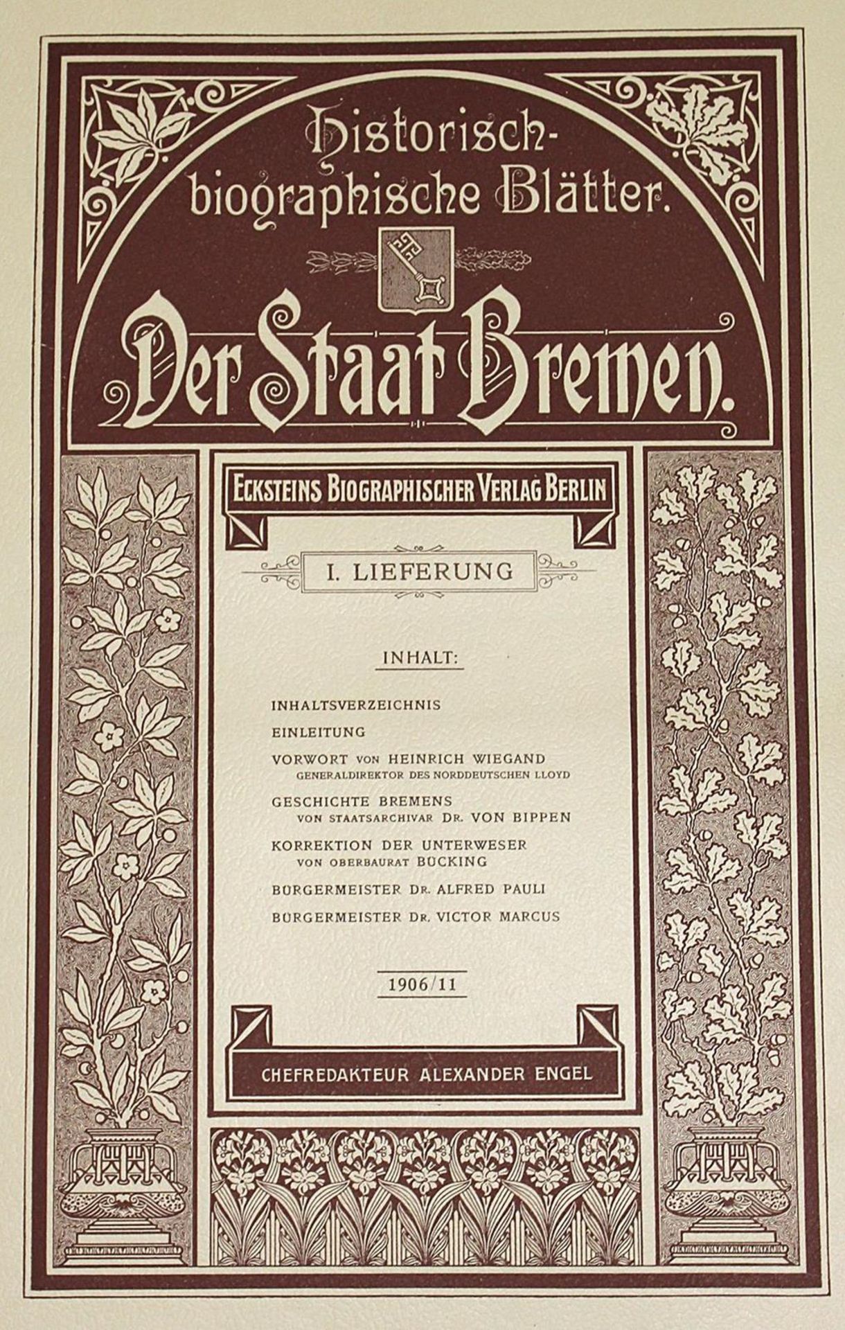 Eckstein,J. (Hrsg.).Historisch-biographische Blätter. Der Staat Bremen. In 10 Lieferungen. Bln. - Bild 2 aus 2