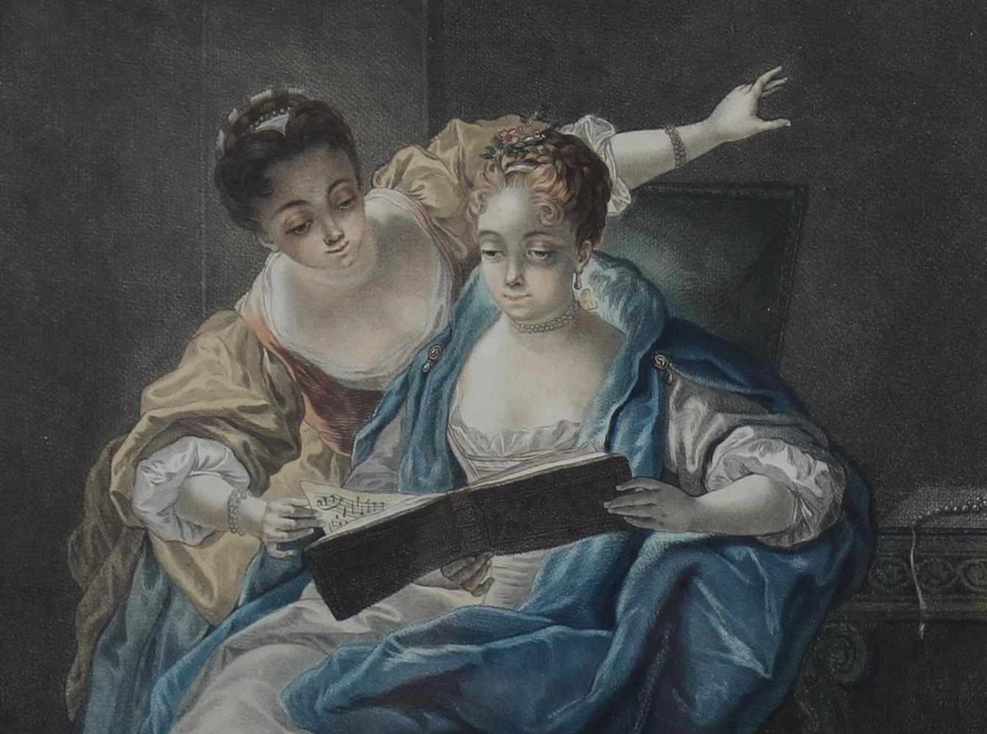 Bonnet, Louis Marin(1763/43 Paris 1793). The fine Musetioners. Zwei junge Damen mit Notenheft.