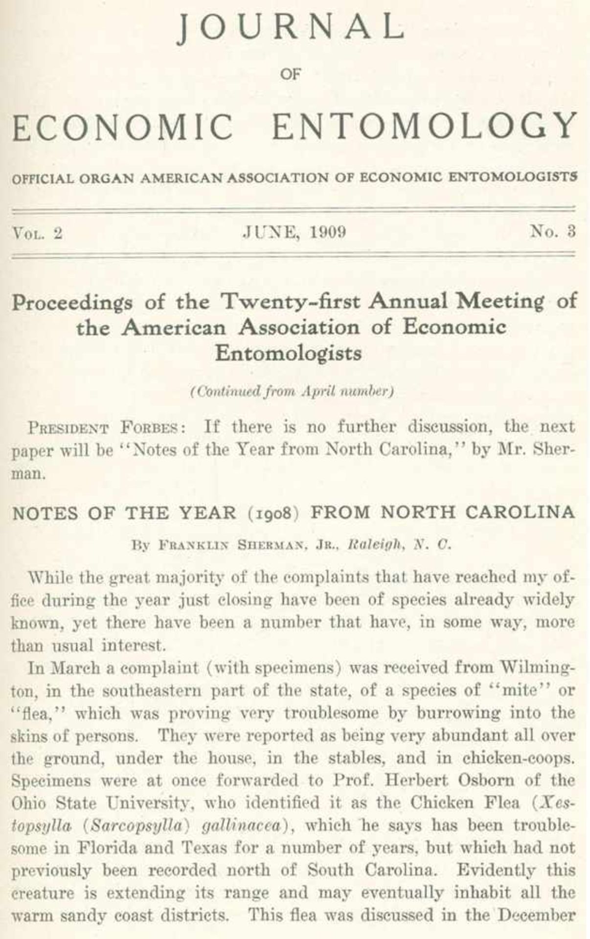 Journal of economic Entomology.Official Organ American Ass. of Economic Entomologists. Hrsg. von E.