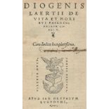 Diogenes Laertius.De vita et moribus philosophorum libri X. Lyon, S.Gryphius 1541. 468 S., 10 Bl.