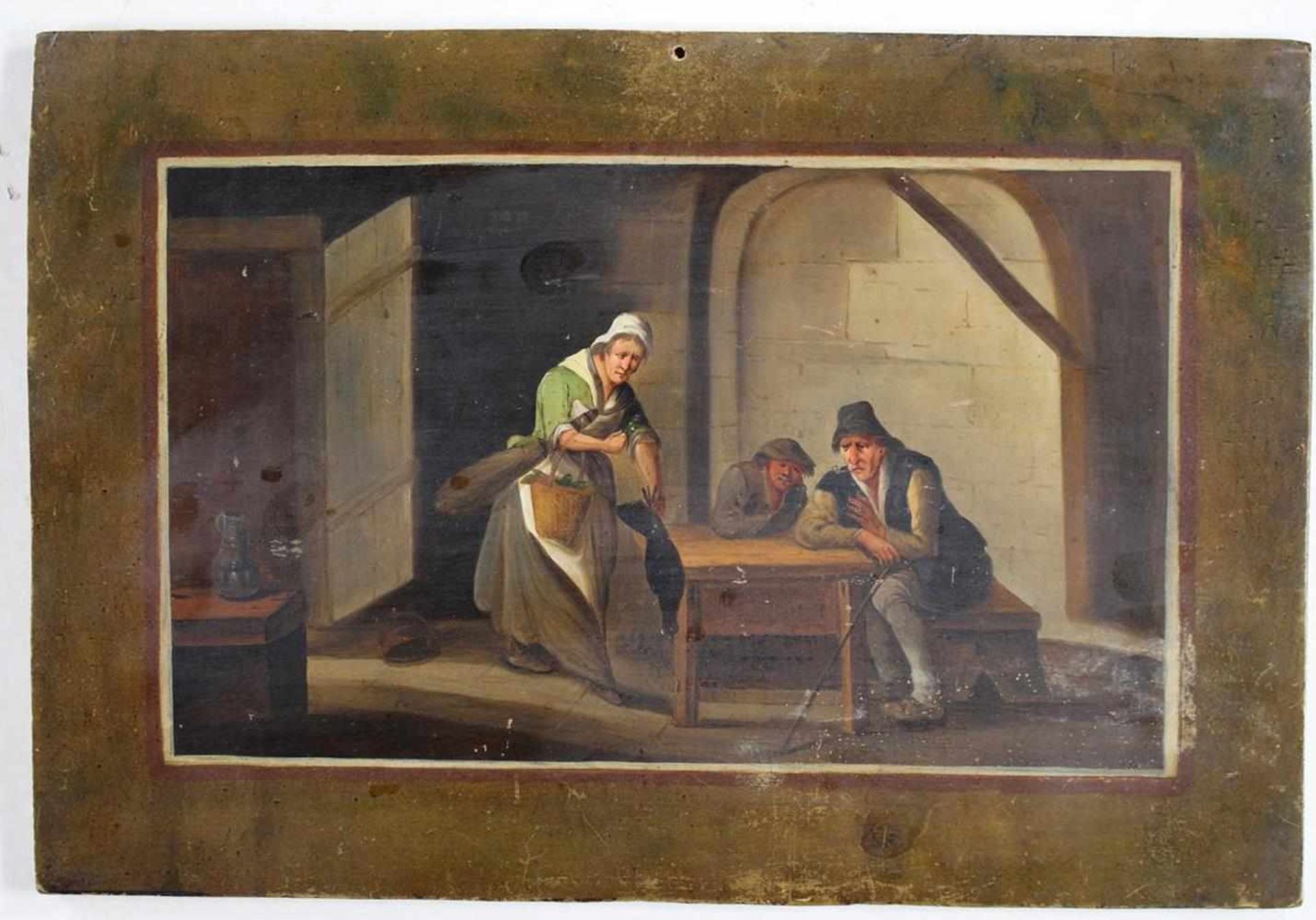 Niederländischer Maler.4 Genredarstellungen von alltäglicher Haushaltsarbeit. Öl auf Holzplatte. - Bild 3 aus 4