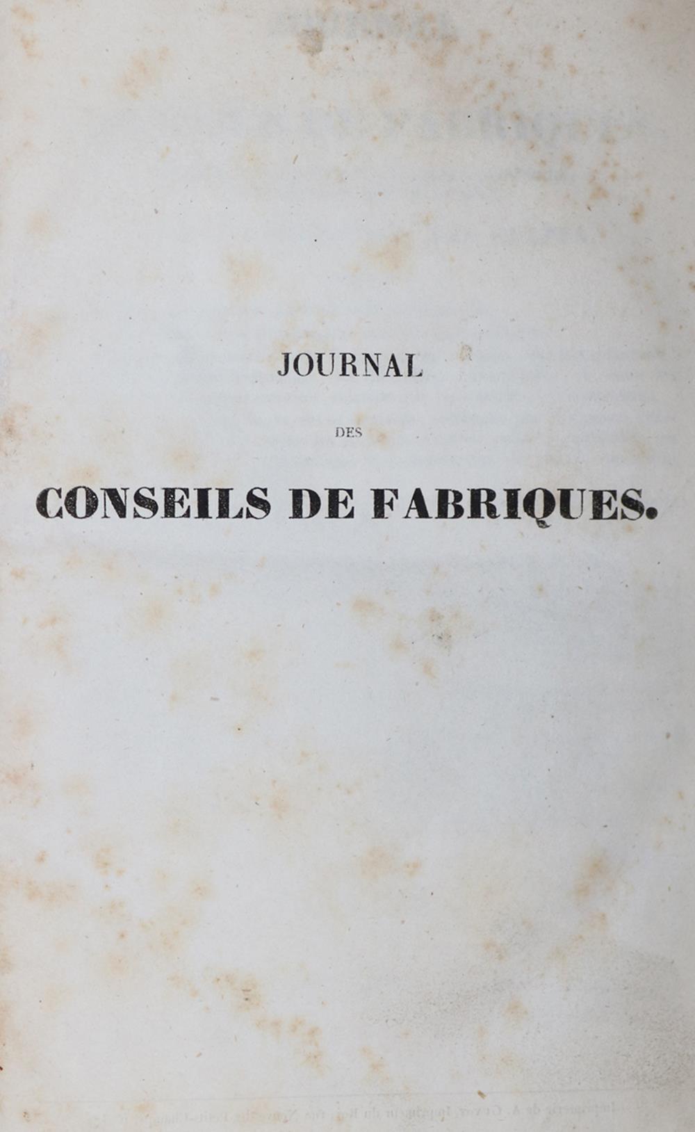 Journal des conseils de fabriques,desservans, vicaires, aumoniers, des établissemens religieux et du