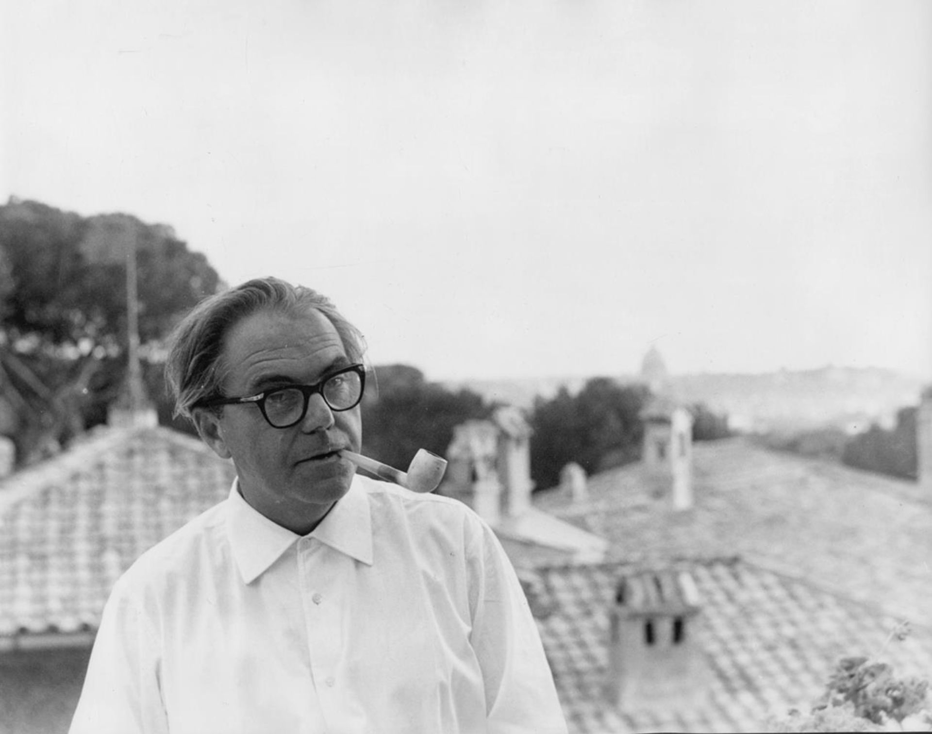 Dondero, Mario(1928 Mailand - Petritoli 2015). Max Frisch. Silbergelatineabzug Rom 1962. Ca. 23,8