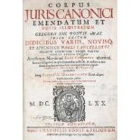 Corpus juris canoniciemendatum et notis illustratum... 6 Tle. in 1 Bd. Basel, König 1670. 4°. Mit