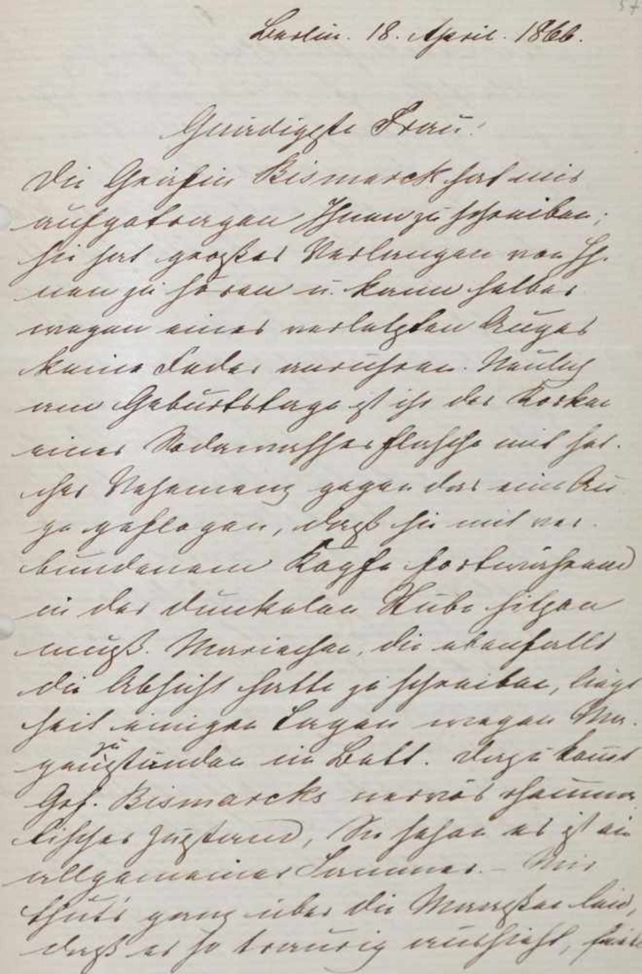 Bismarck, Johann von(1824-1894). Rückentitel: Briefe der Fürstin Bismarck (Johanna von Puttkamer, - Bild 2 aus 10