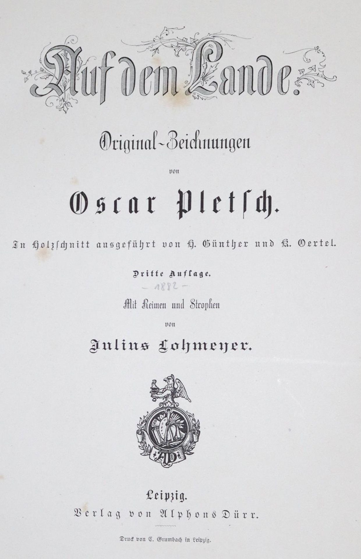 Pletsch,O.Sammlung von 8 Schriften mit Holzschn. v. Oscar Pletsch. Lpz., Dürr (ca. 1880). Versch. - Bild 2 aus 2