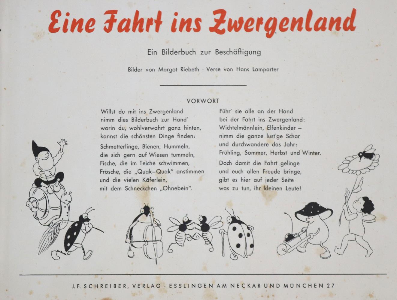 Lamparter,H.Eine Fahrt ins Zwergenland. Esslingen und Mchn., Schreiber (ca. 1945). Qu.4°. Mit 7 - Image 2 of 2