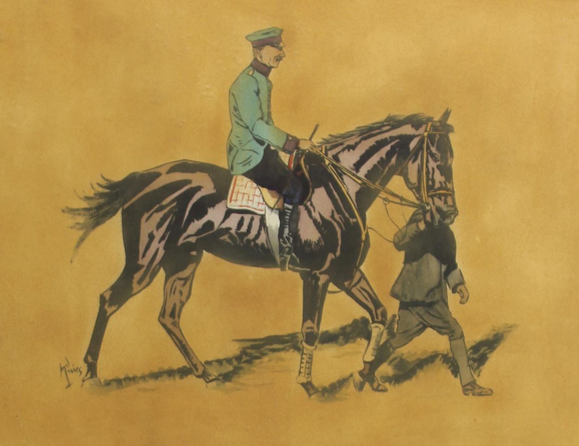 H. Kukies(20.Jh.). 3 Reiter-Darst. mit u.a. Jockeys zu Pferd. Aquarellzeichnungen. Um 1930. Zw. - Bild 2 aus 3