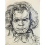 Stumpp, Emil(1886 Neckarzimmern - Stuhm 1941). Ludwig van Beethoven. 2 Kohlezeichnungen auf