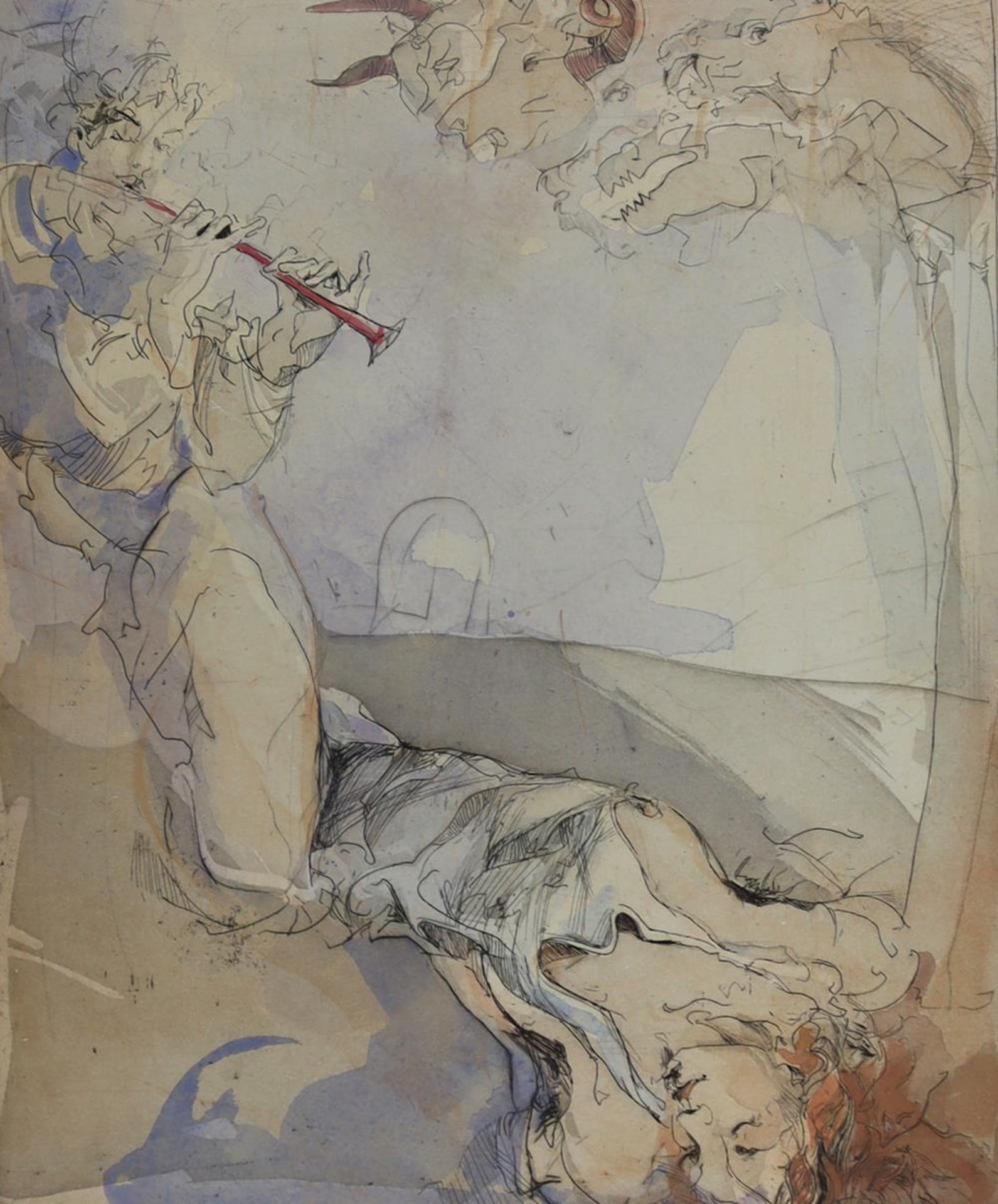 Görg, Jürgen(1951 Dernbach). 'Don Giovanni II' - 'Zauberflöte II'. 2 aquarell. Radierungen. (19) - Image 2 of 2