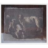 Jagdhunde.Zwei English Pointer Dogs. Öl auf Papier, verso dat. 1833. 16 x 19 cm. Auf Holzplatte