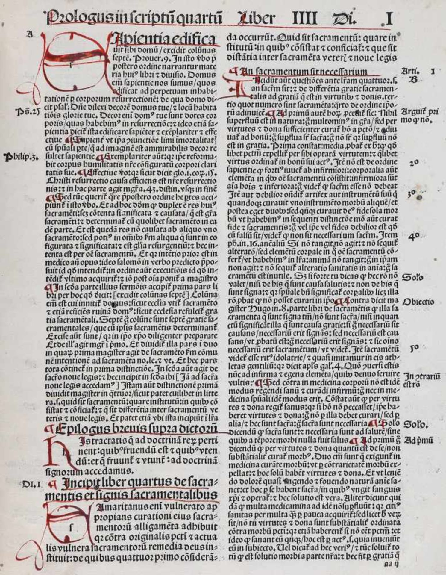 Albertus Magnus.Scriptum primum (u. quartum) super sententiarum (Petrus Lombardus) u. Tabula